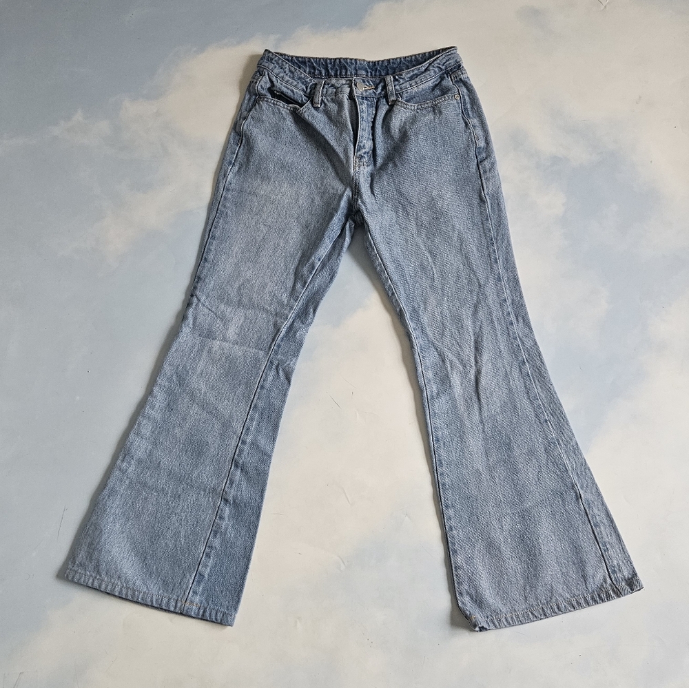 Unif Steve Jeans Slim Flare Denim Jeans Quality Denim Fitted Flare 70s Flare Fun